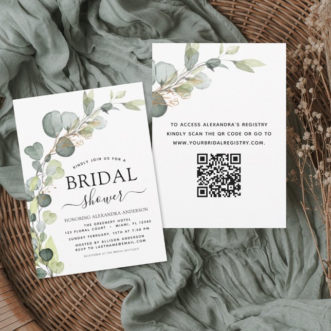 Bridal Shower QR Code Greenery Eucalyptus Invitation (Creator Uploaded)