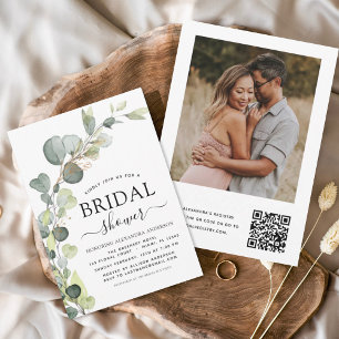 Bridal Shower QR Code Photo Eucalyptus Invitation