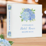 Bridal Shower Recipe Blue Hydrangea Floral Binder<br><div class="desc">This bridal shower recipe binder features a watercolor blue hydrangea bouquet with leaves and foliage design. Personalize it with the bride's name. Matching recipe cards and recipe request cards also available.</div>