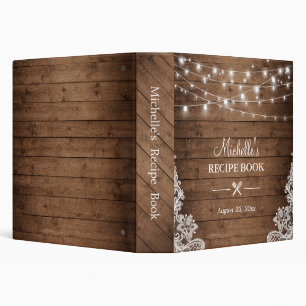 Bridal Shower Recipe Book Rustic Twinkle Lights Binder
