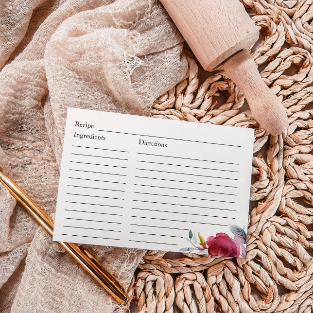 Bridal Shower Recipe Burgundy Marsala Floral (Creator Uploaded)