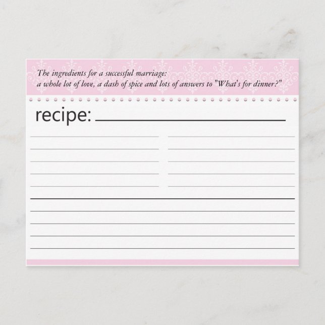 Bridal Shower Recipe Card (Front)