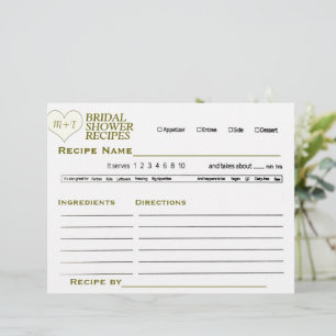 Bridal Shower Recipe Card