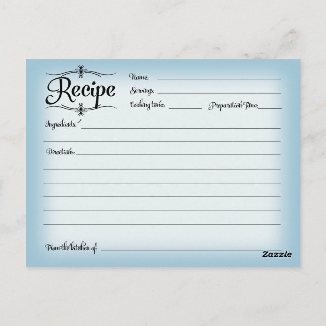 Bridal Shower Recipe Card Desserts Scrolls Retro (Back)
