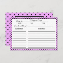 Bridal Shower Recipe Card Polka Dot Lavender