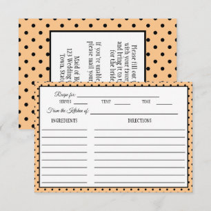 Bridal Shower Recipe Card Polka Dot Peach