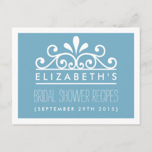 Bridal Shower Recipe Cards Blue Tiara
