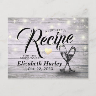 Bridal Shower Recipe Champagne Glasses Wood Lights Postcard