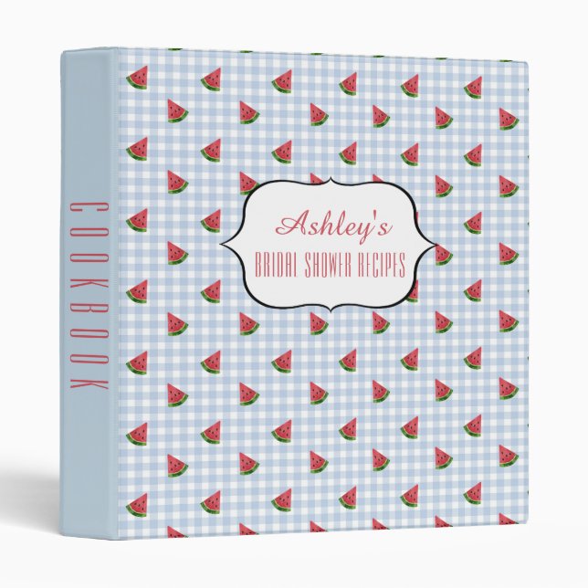 Bridal Shower Recipe Cookbook Watermelons Pattern Binder (Front/Spine)