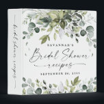 Bridal Shower Recipe Greenery Watercolor Keepsake Binder<br><div class="desc">Design features elegant watercolor greenery eucalyptus, olive branches, and other leafy elements. "Bridal Shower" is printed in a modern stylish font surrounded by a few small falling leaves. Back features a matching graphic design and the spine features the same script that states, "bridal shower recipes" for easy identification on bookshelves....</div>