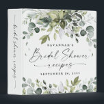 Bridal Shower Recipe Greenery Watercolor Keepsake Binder<br><div class="desc">Design features elegant watercolor greenery eucalyptus, olive branches, and other leafy elements. "Bridal Shower" is printed in a modern stylish font surrounded by a few small falling leaves. Back features a matching graphic design and the spine features the same script that states, "bridal shower recipes" for easy identification on bookshelves....</div>