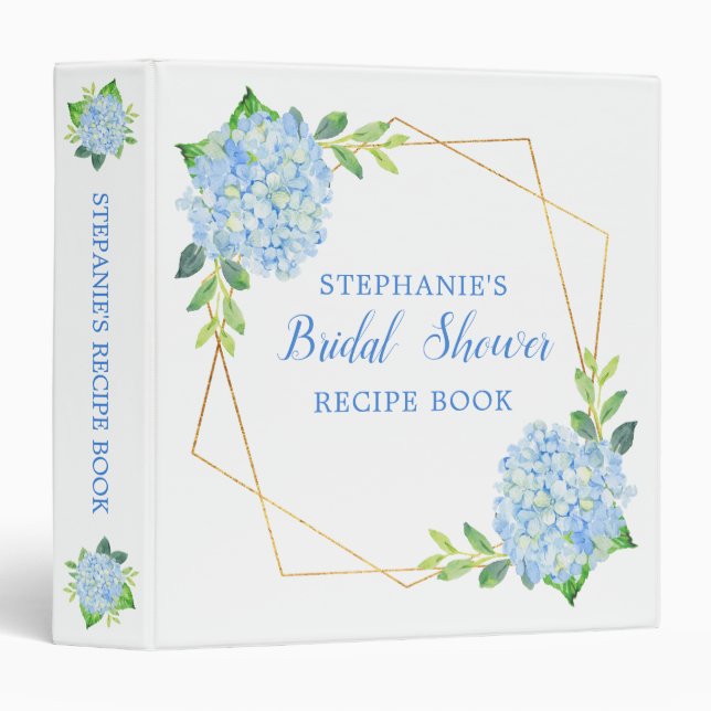 Bridal Shower Recipe Hydrangea Geometric Binder (Front/Spine)