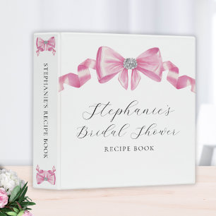 Bridal Shower Recipe Pink Bow Coquette Glam Binder