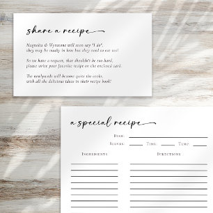 Bridal Shower Recipe Request Enclosure Card