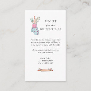 Bridal Shower recipe request Enclosure Card