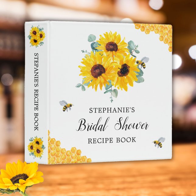 Bridal Shower Recipe Sunflowers Bees Honeycomb Binder (Creator Uploaded)