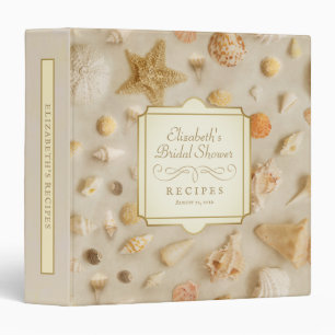 Bridal Shower Recipes Seashell Beige Coastal Beach Binder