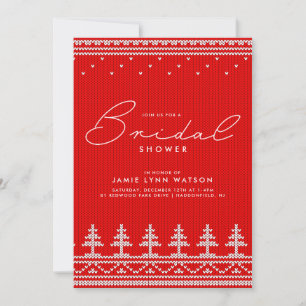 BRIDAL SHOWER Red Knit Christmas Tree Sweater Invitation