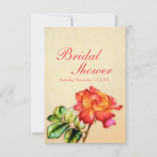 Bridal Shower red orange yellow tea rose invite