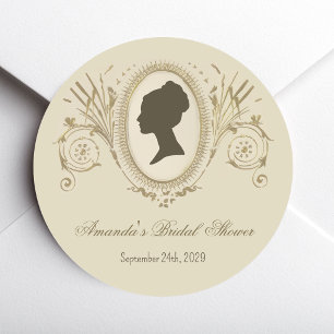 Bridal Shower Regency Lady Cameo Vintage Antique  Classic Round Sticker