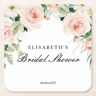 Bridal shower rosa oro floral Foam Boards Square Paper Coaster