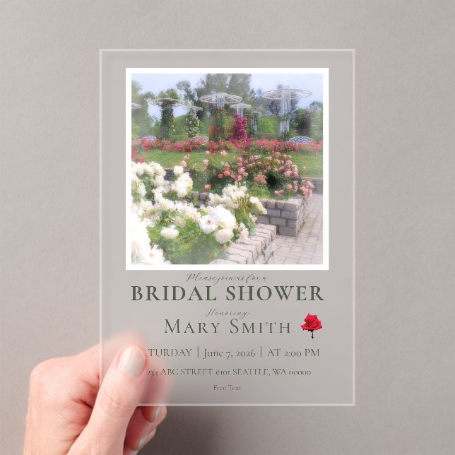Bridal Shower (Rose Garden) Acrylic Invitations (Insitu (Handheld))