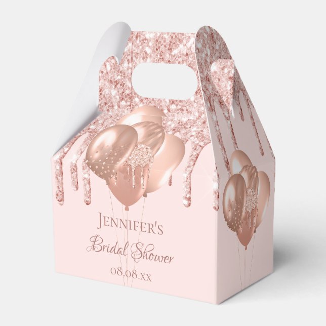 Bridal Shower rose gold blush glitter balloons Favor Box (Front Side)