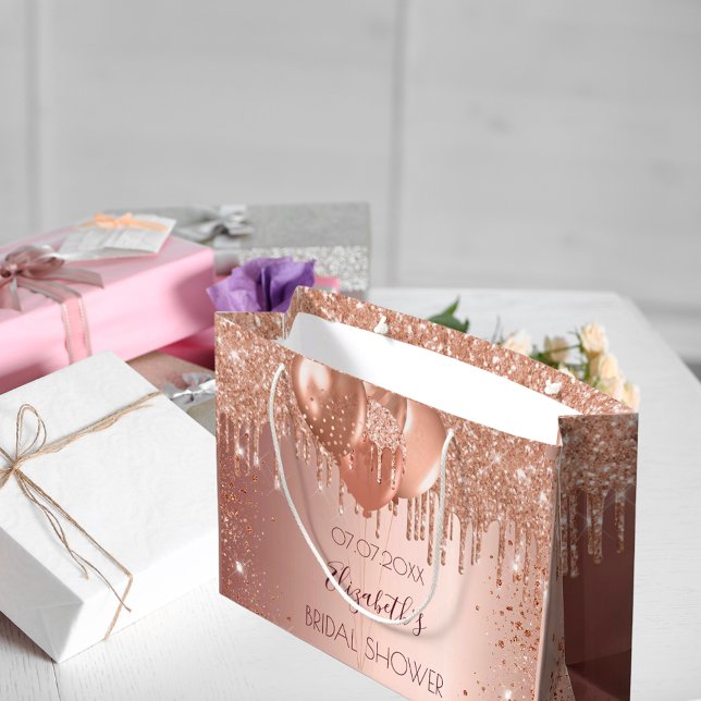 Bridal Shower rose gold blush glitter balloons Large Gift Bag (Creator Uploaded)