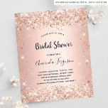 Bridal Shower rose gold budget invitation Flyer<br><div class="desc">Please note that this invitation is on flyer paper and very thin. Envelopes are not included. For thicker invitations (same design) please visit our store. For an elegant bridal shower. A rose gold coloured background. Decorated with rose gold, pink faux sparkles. Personalize and add the bride to-be's name and party...</div>