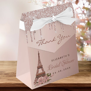 Bridal Shower rose gold drips Paris thank you Favor Box