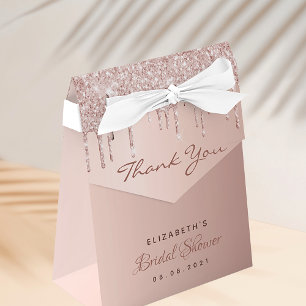 Bridal Shower rose gold drips thank you Favor Box