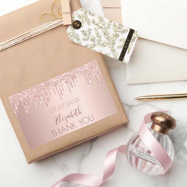 Bridal shower rose gold drips thank you sticker (Gifting)