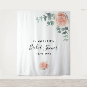 Bridal Shower rose gold eucalyptus greenery white Tapestry