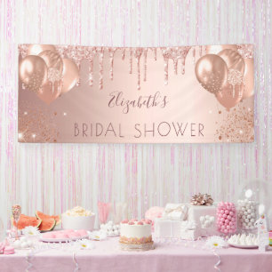 Bridal Shower rose gold glitter balloons party Banner