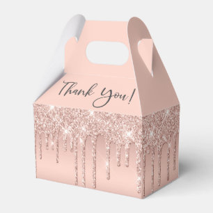 Bridal Shower Rose Gold Glitter Thank You Favor Box