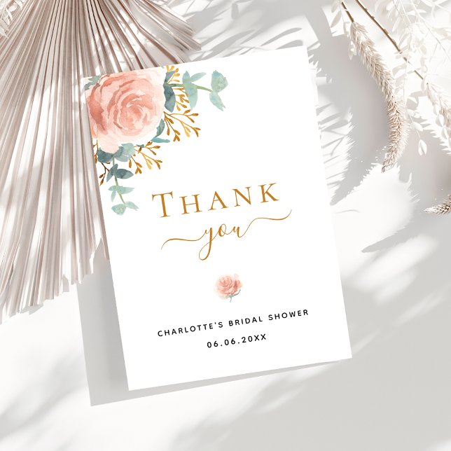 Bridal Shower rose gold greenery thank you card (Creator Uploaded)