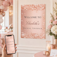 Bridal shower rose gold pink welcome