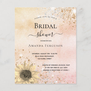 Bridal shower rose gold sunflower invitation