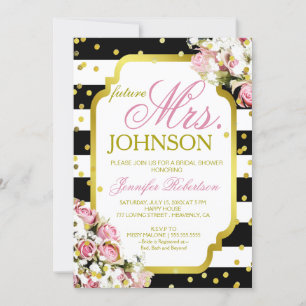Bridal Shower Roses and Confetti Invitation