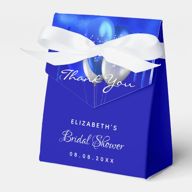 Bridal Shower royal blue boy balloons thank you Favor Box (Front Side)