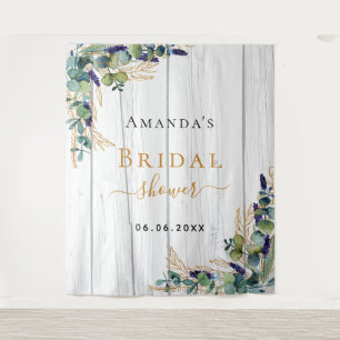 Bridal Shower rustic eucalyptus greenery monogram Tapestry