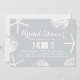 Bridal Shower Rustic Silver Beach Seashells Invitation