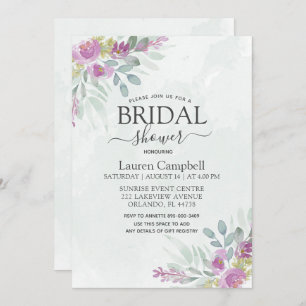 Bridal Shower Rustic Watercolor Floral Eucalyptus  Invitation
