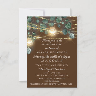 Bridal Shower Rustic Wood Gold Bronze Jars Light Invitation