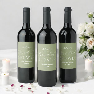 Bridal Shower Sage Green Brunch Wine Label