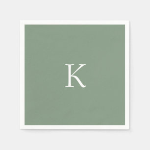  Bridal Shower Sage Green Monogram Initial Wedding Napkin