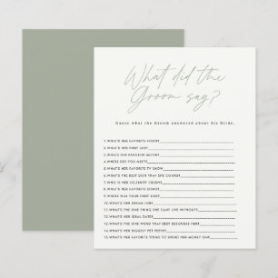 Bridal shower sage green what did the groom say