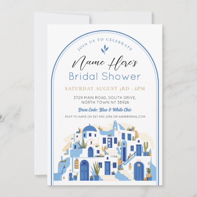Bridal Shower Santorini Party Greece Greek Invitation (Front)