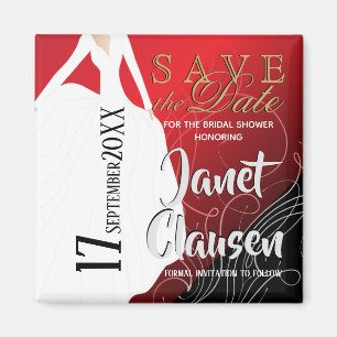 Bridal Shower - Save the Date - Red Magnet