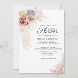 Bridal Shower Script Pampas Grass Tan Invitation